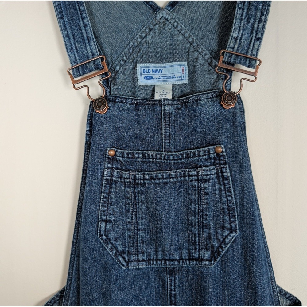 Vintage Old Navy 90s Y2K Blue Denim Overalls Bibs Size Small Jean Carpenter Bib - Picture 2 of 16